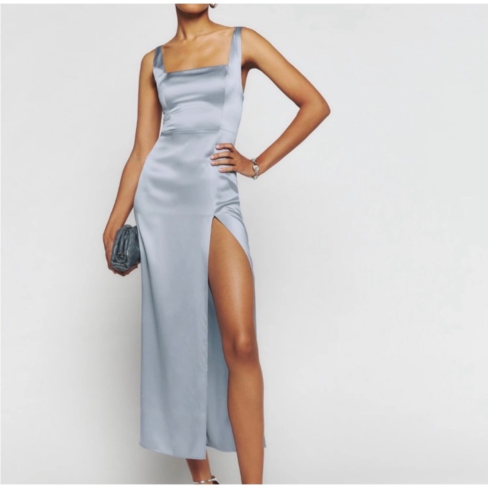 NWT Reformation 100% Silk Made in USA Solay Blue Wedding Graduation Dress‎ 8